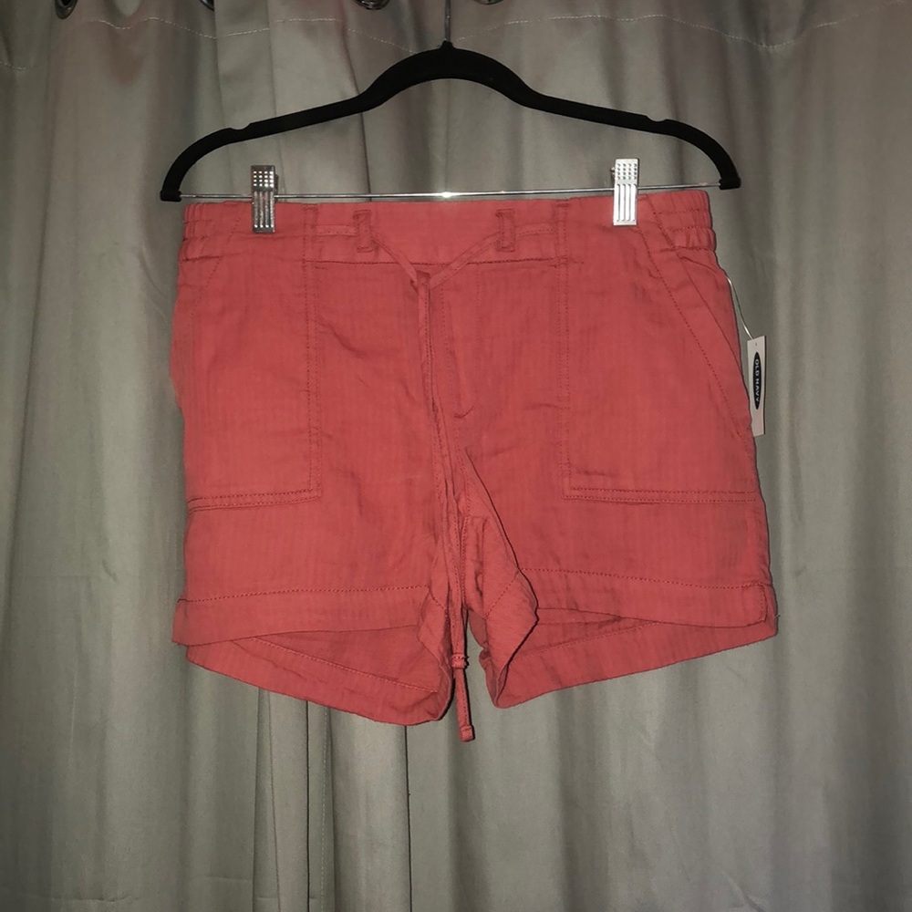 Coral linen shorts
